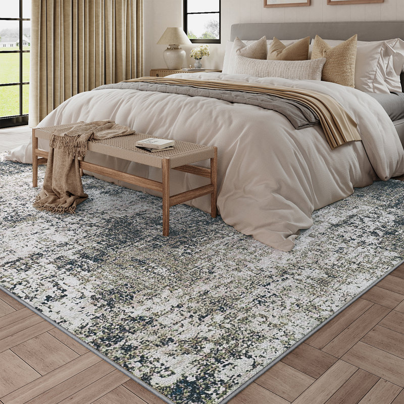 Tapis abstrait lavable à la machine Annie avec envers antidérapant, Rectangle 5 pi x 7 pi
