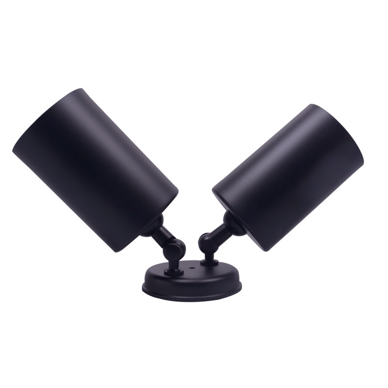 2 - Head Hardwired Outdoor Security Flood Light, Black