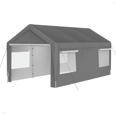 Abri d'auto pour voiture 10 x 20 pi avec abri pour voiture et parois latérales amovibles et fenêtres ventilées