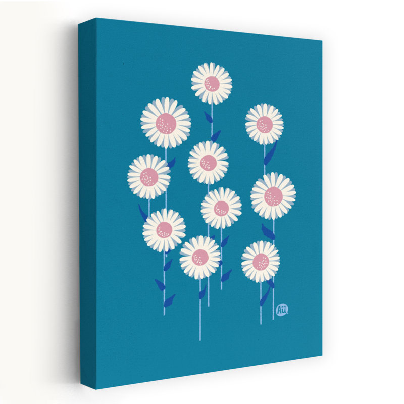 Contemporary Art Abstract Contemporary Daisy Nature Flower Wall Art by Aia Ueno - Wrapped Canvas Print
