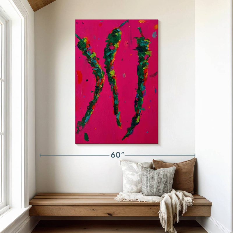 Yarlin Three Green Chili Peppers, 48" H x 32" W