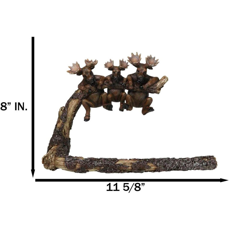 Rustic Western Elk Moose Hanging On Tree Branch Wall Hand Towel Holder Bar