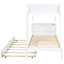 Lit simple superposé simple avec rangement, bureau en blanc - Maximisez la fonctionnalité de la chambre à coucher.