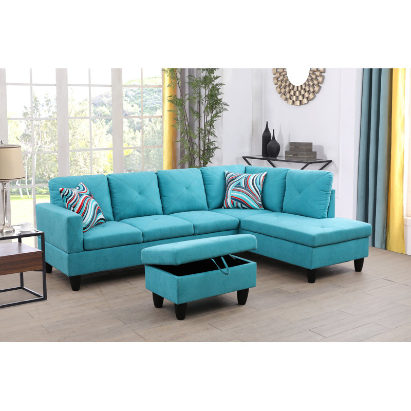 Eolia 97"Right Hand Facing Sofa & Chaise, Green