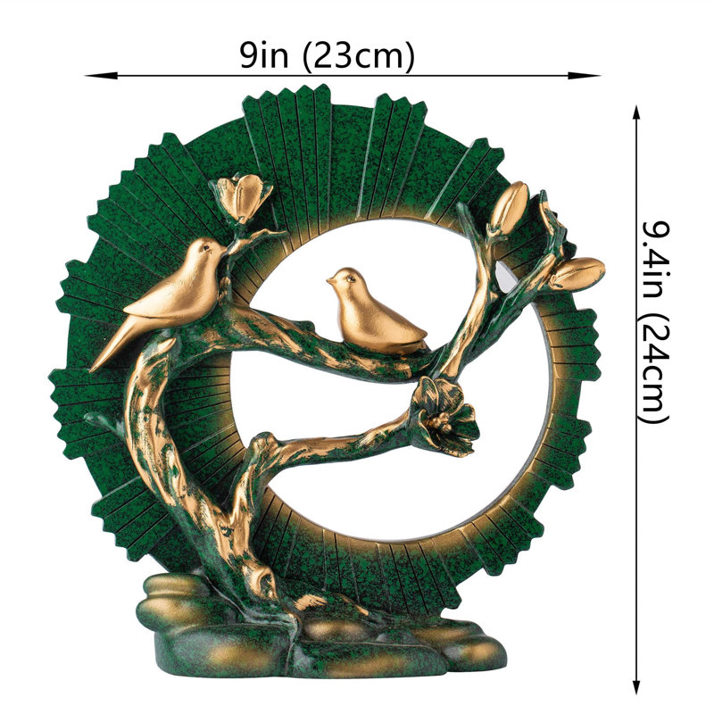 Statues for Home Decor Figurines Sculptures Decorations Screen Bird, Vert