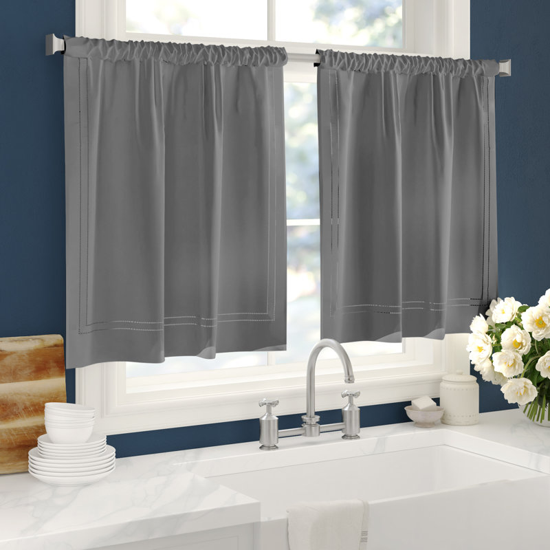 Reade Tailored Cafe Curtain, 24" H x 30" W, Gray