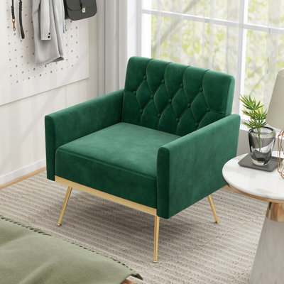 Chaise d'appoint rembourrée de style Mid-Century, canapé en velours de loisirs moderne avec repose-pieds réglables