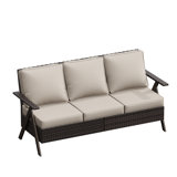 R-Shaped Rattan Armrest Sofa
