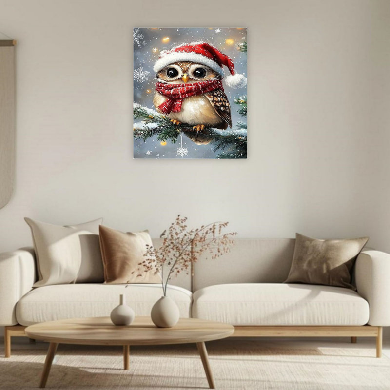 Art mural en toile 24 po x 36 po Christmas Owl
