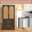 Armoires de rangement en métal 65 po avec porte en rotin ABS et 2 tiroirs-2144107015