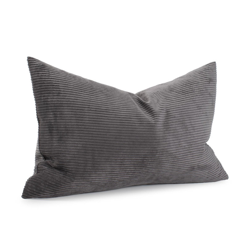 Coussin décoratif - Insert en polyester, Gris anthracite, H 14 po x l 22 po, Rectangulaire