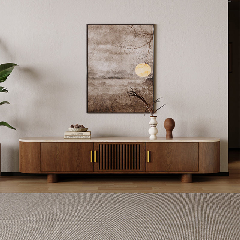 Meuble télé moderne et simple avec rangement, Brun noyer