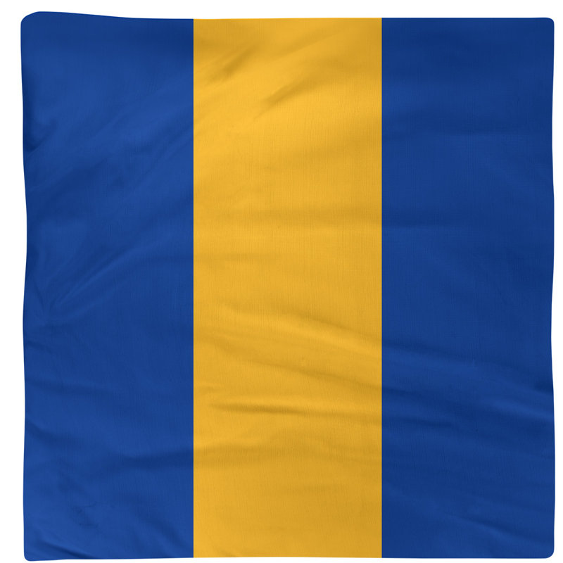 Striped Square Napkin, Blue/Gold/Blue, Cotton Twill, 22" H x 22" W x 0.25" D