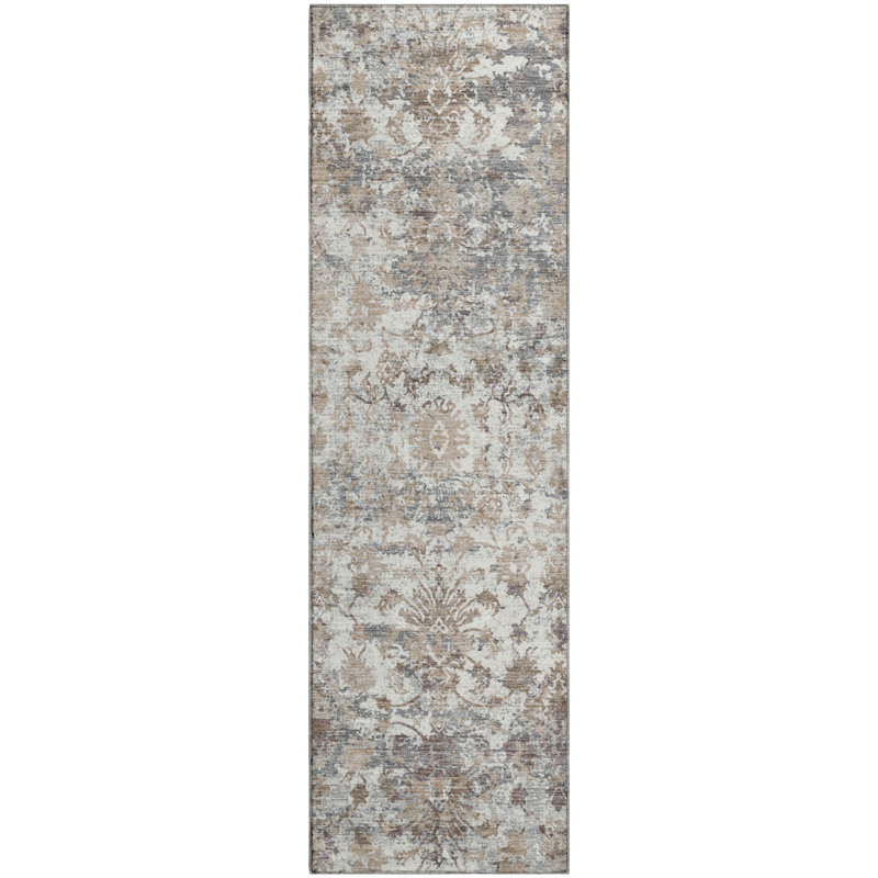 Premium Machine Washable Mayfield AMF2211 modern Rug, Taupe, 2'3" x 7'6" Runner