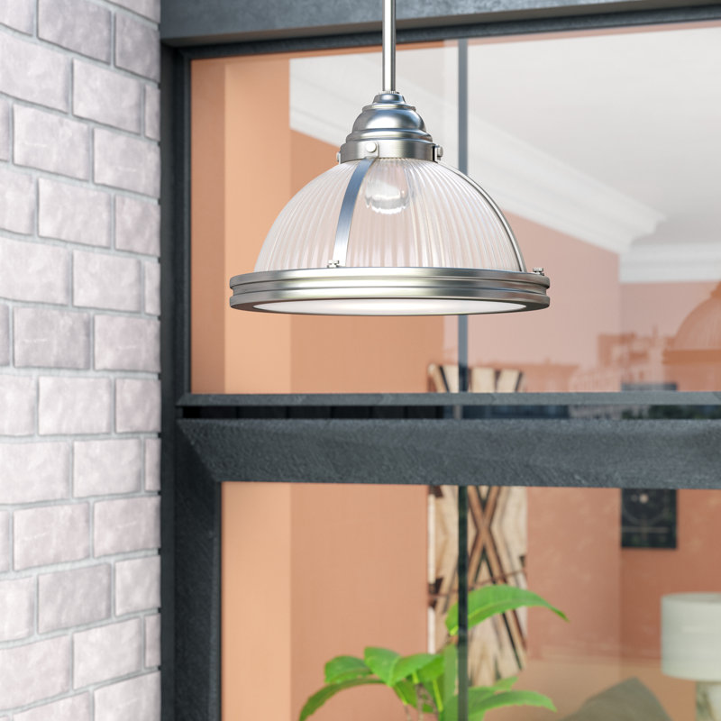 Luminaire suspendu en dome à 1 lumière, Nickel brossé, 75 W A19 culot moyen