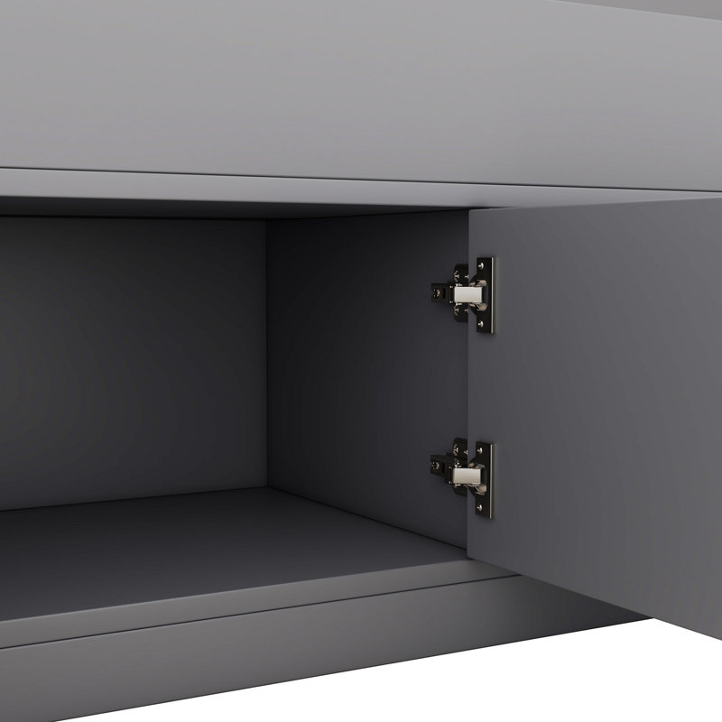 Base de lit plateforme avec tablettes de rangement et quatre tiroirs Griffie, gris