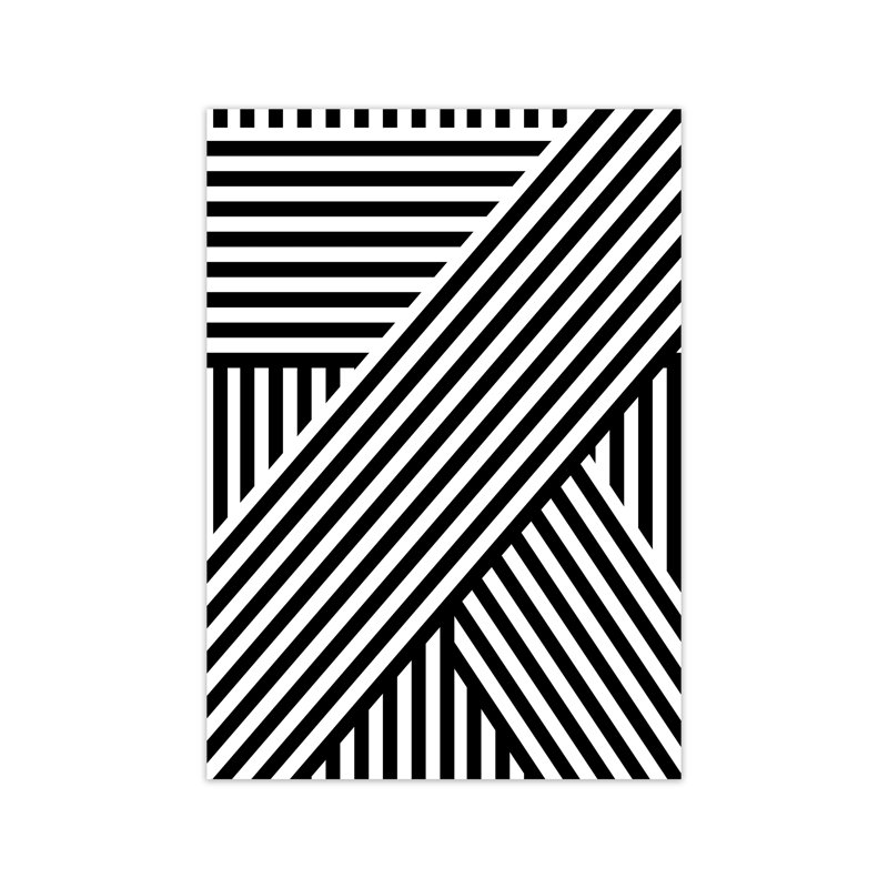 Black And White Large Stripes - Print, No Frame, 42cm H x 30cm W x 1cm D