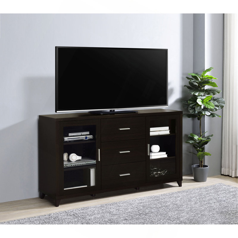 Nyler Cappuccino 3-Drawer Rectangular TV Console