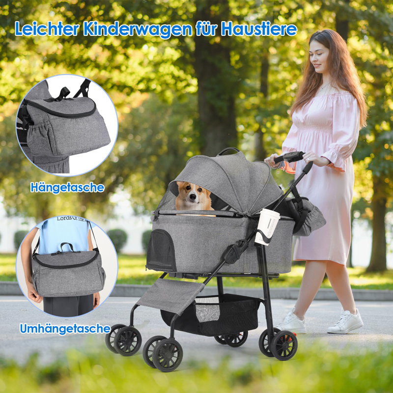 Foldable Pet Stroller, Grey
