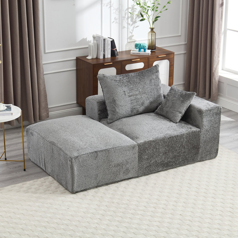 2 canapé avec tissu Boucle et mousse à mémoire de forme - siège profond, confort, pour la chambre à coucher, facile à transporter, mousse de transport moderne en chenille froissée, tissu, chenille améliorée, rebond rapide