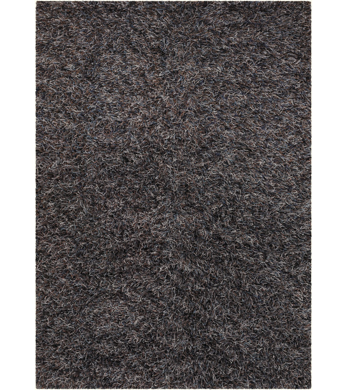 Tapis noir en polyester tissé à la main Steil, Rectangle 7 pi 9 po x 10 pi 6 po