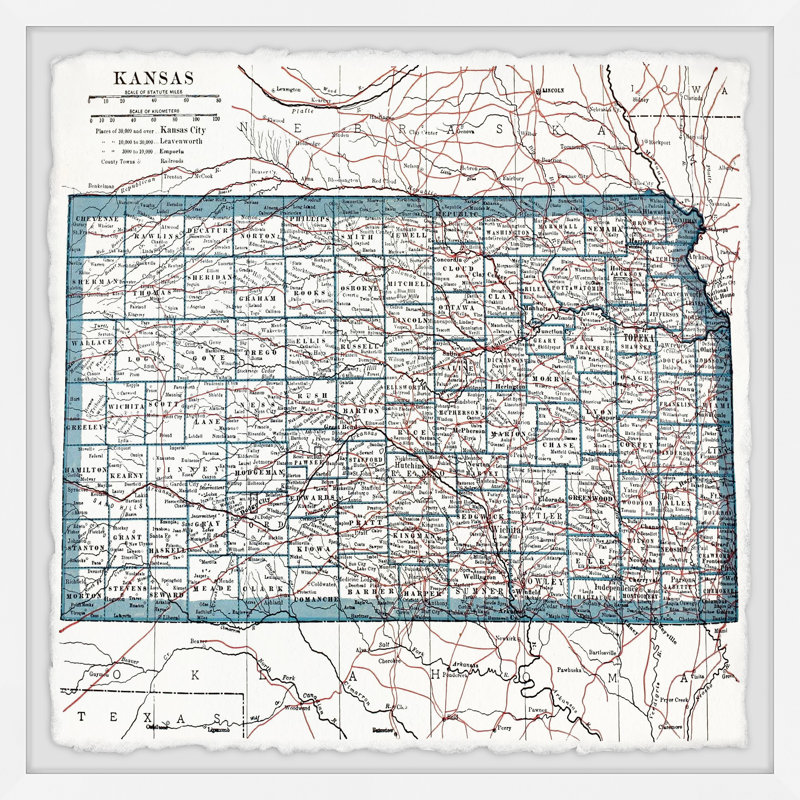 Carte rétro de Kansas City - cadre photo, H 12 po x l 12 po x P 1,5 po