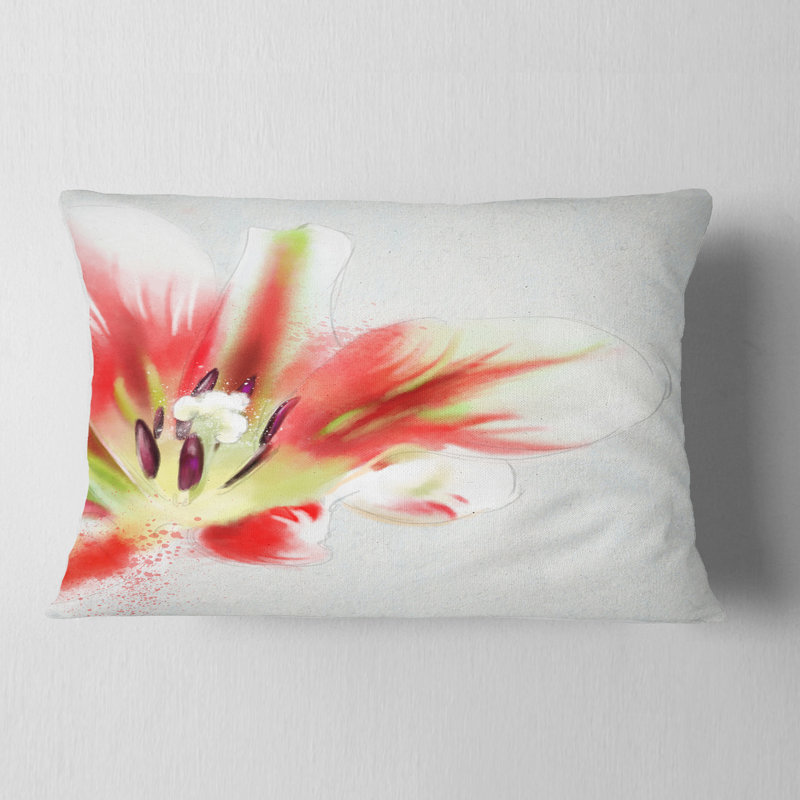 Grande tulipe rouge avec aquarelle et imprimé floral