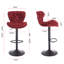 Ensemble de 2 tabourets de bar avec repose-pieds thermolaqué et base pivotante en velours à hauteur réglable et tabouret de bar simple-1827409252-1827409253