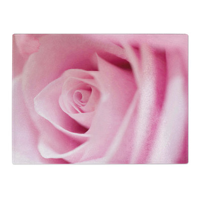 Flower Pink Rose  Glass Chopping Board
