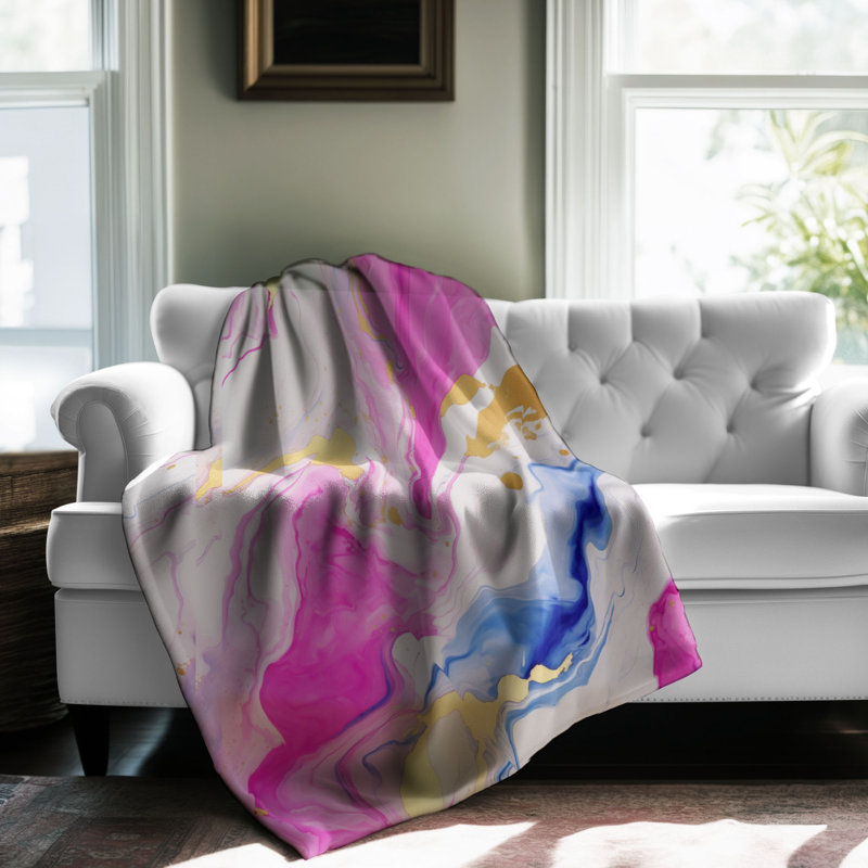 Sparkling Marble - couverture sherpa de qualité supérieure 1 pièce, Lit simple