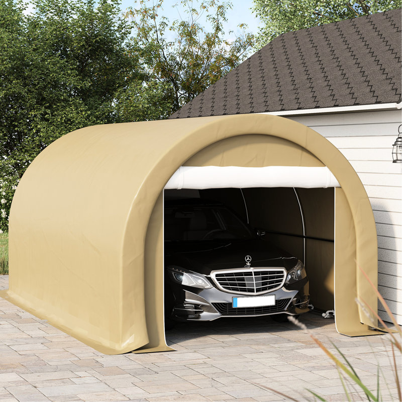 Abri d'auto pour voiture - 10 pi x 16 pi, robuste, protégé, beige pour garage, housse en PE, pour voiture, outils,