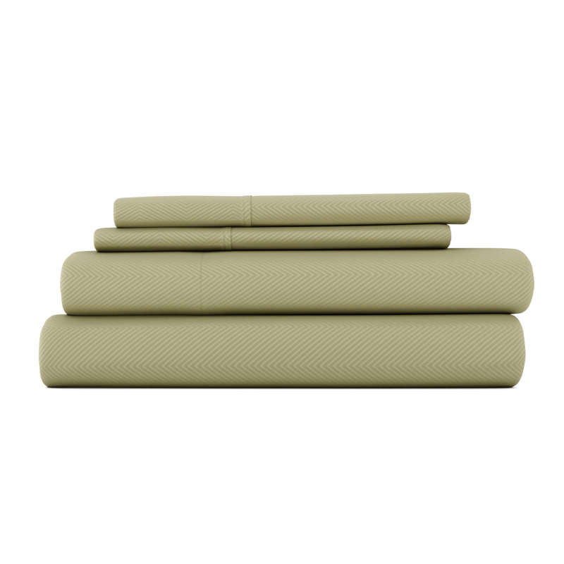 Sage Twin Chevron Microfiber Cotton Sheet Set