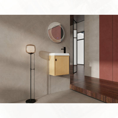 Meuble-lavabo mural avec lavabo en résine et porte à fermeture en douceur