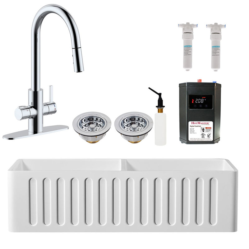 Évier de cuisine à double cuve 36 po L, Chrome poli