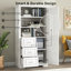 Armoire de rangement haute et large de 62 po avec 3 tiroirs et 3 portes, organisateur autoportant gris pour salle de bain / bureau / cuisine, tablettes réglables, garde-manger large de 32 po, panneau de fibres à densité moyenne robuste-1170333792