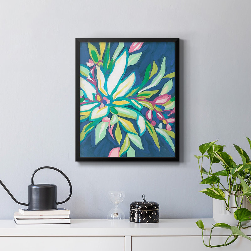 Blue Tropics I - Toile encadrée de qualité supérieure - prête à être accrochée, Noir, H 24 po x l 20 po
