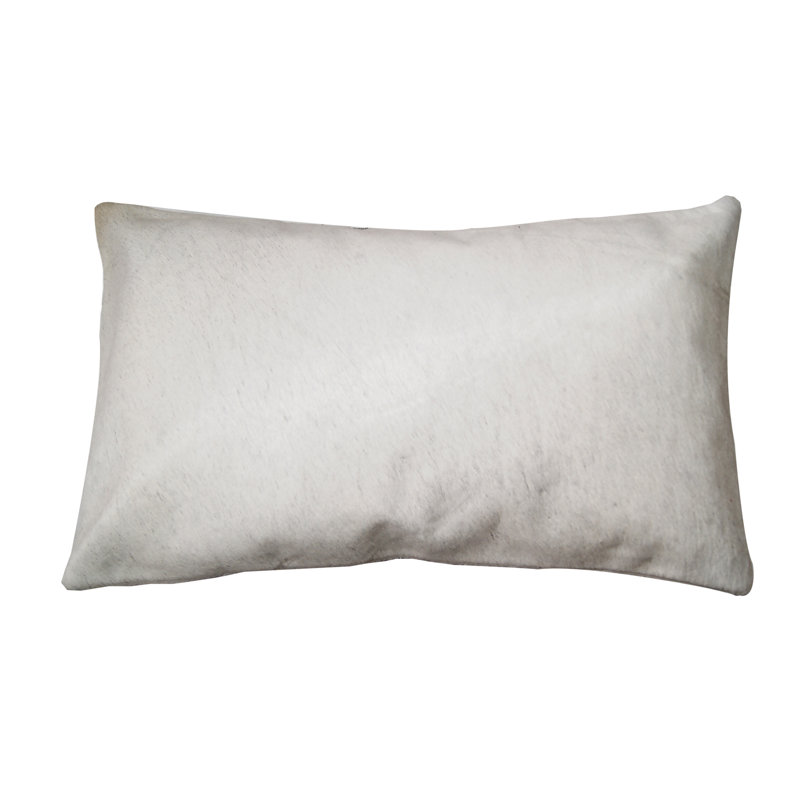 12" x 20" Chevron Cowhide Throw Pillow, Off-White