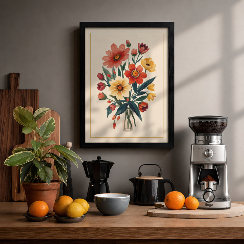 Study in Bloom Botanical - Framed Print, A1 - 84.1 x 59.4 cm, Black
