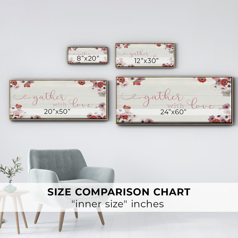Gather with Love- Framed Canvas, 12" H x 30" W