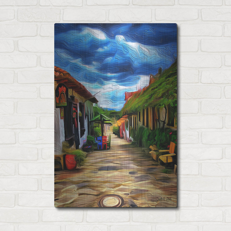 Art mural en métal luxueux «Colombian Steets» par Dante Plata, 24 po x 36 po, H 36 po x l 24 po