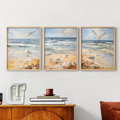 Série Sea and Shore CXIV - Ensemble de 3 estampes numériques encadrées - Prêt à être accroché