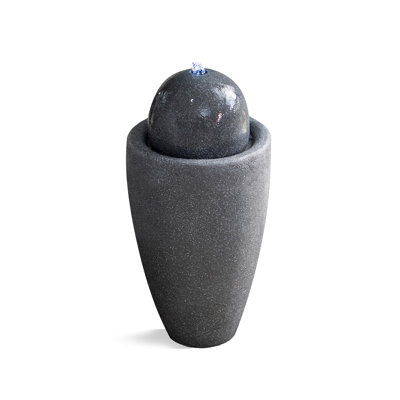  Fontaine sphérique moderne d'intérieur / extérieur en pierre bleue 25,98 pouces avec lumières DEL - Décoration de fontaine à bulles pour jardin, patio ou dessus de table