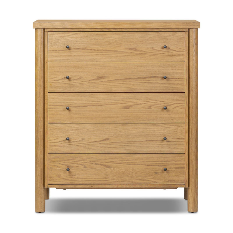 Roark 5 - Drawer Dresser, Saddle Brown Veneer