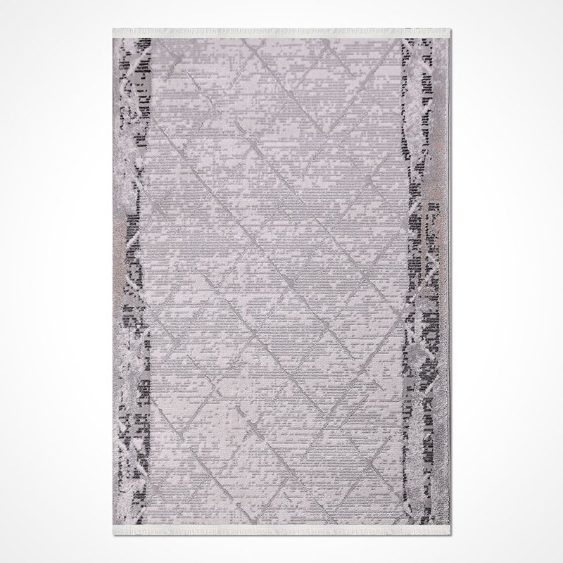 Tapis gris moderne lavable à la machine, Tapis de couloir 2 pi 8 po x 13 pi 2 po