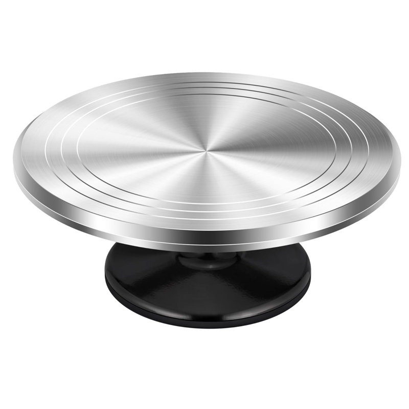 Plateau tournant 12 pouces pour gâteau, support de gâteau rotatif en alliage d'aluminium, Noir