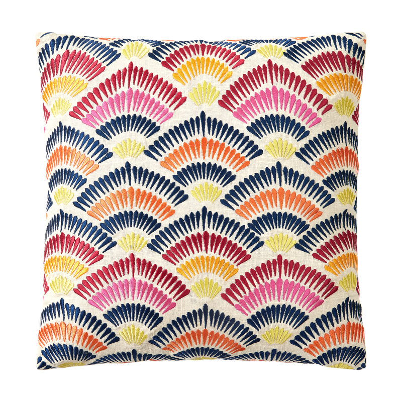 Coussin décoratif en duvet Pasadena, Rose/bleu/or