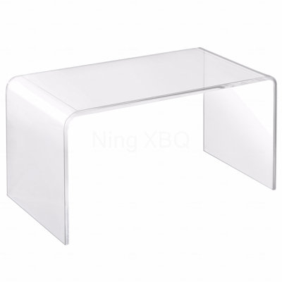 Table basse rectangulaire en acrylique de 32 po de long à chute d'eau de 15 mm d'épaisseur