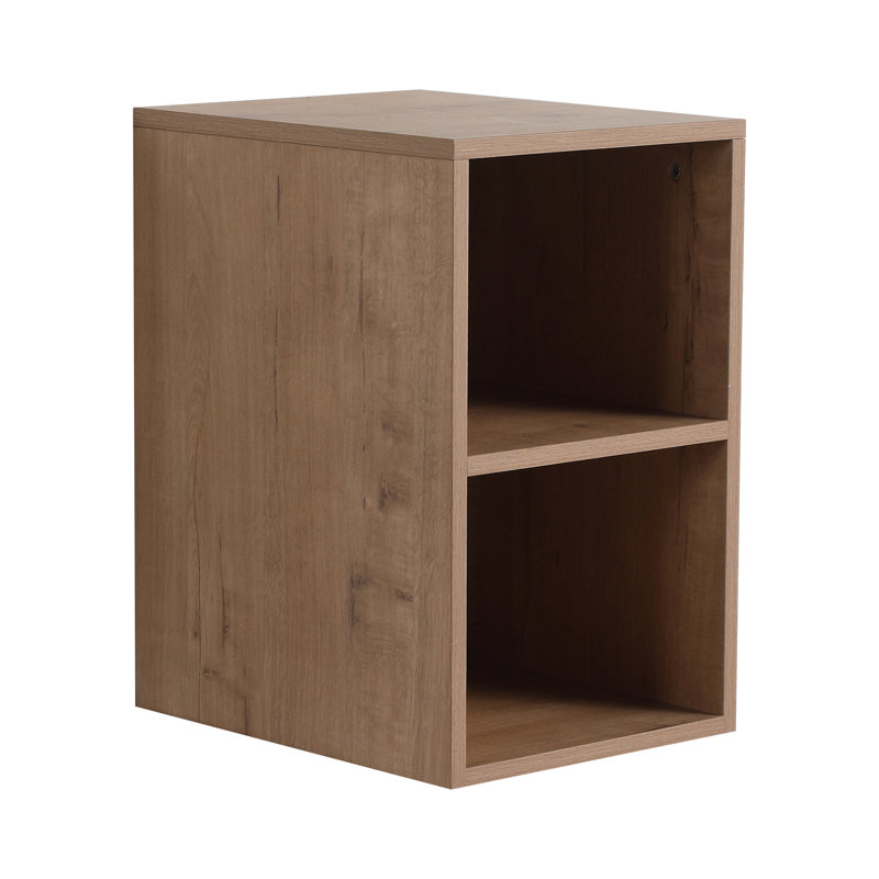 Petit rangement mural de 12 pouces, contreplaqué à 2 tablettes en chêne imitation, pour l'organisation de la cuisine et de la chambre à coucher avec rangement pour vestiaire