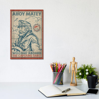 Captains Table by Old Red Truck - Wrapped Canvas Print