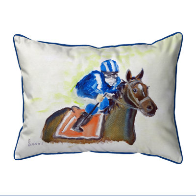 Horse & Jockey Outdoor Lumbar Pillow